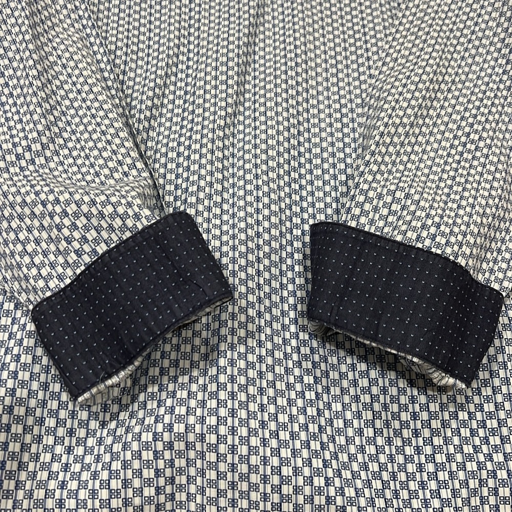 Bugatchi Large Blue Box Patterned Button Down Shi… - image 6